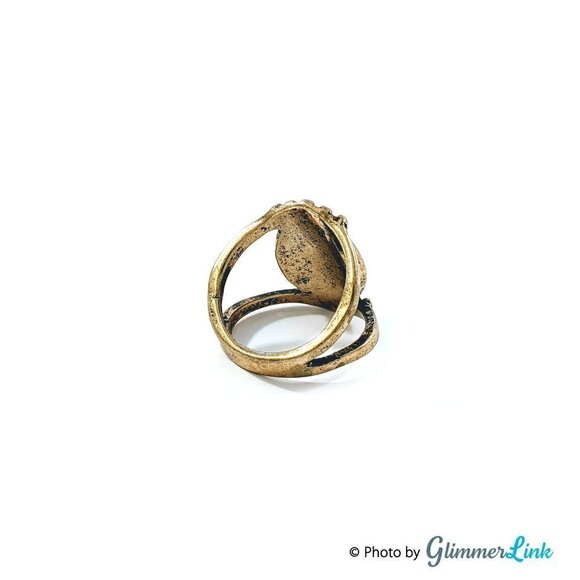 Faux Turquoise Oval Cabochon Gold Tone Ring - Picture 5 of 8